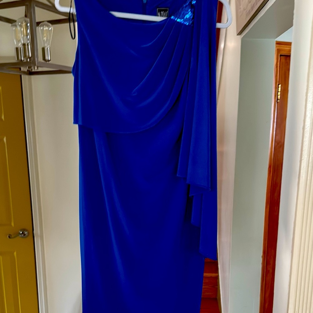 Elegant Blue Draped Dress